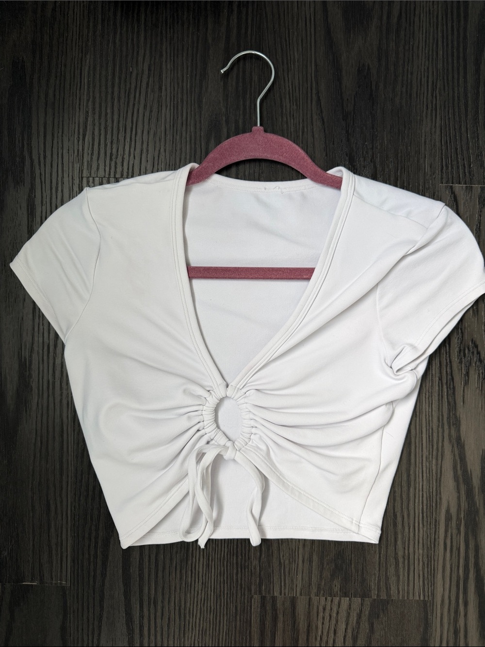 ALO Yoga White Cinch-Ring Crop Top